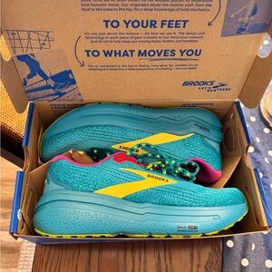Brooks Run Disney Shoes in Teal and Yellow